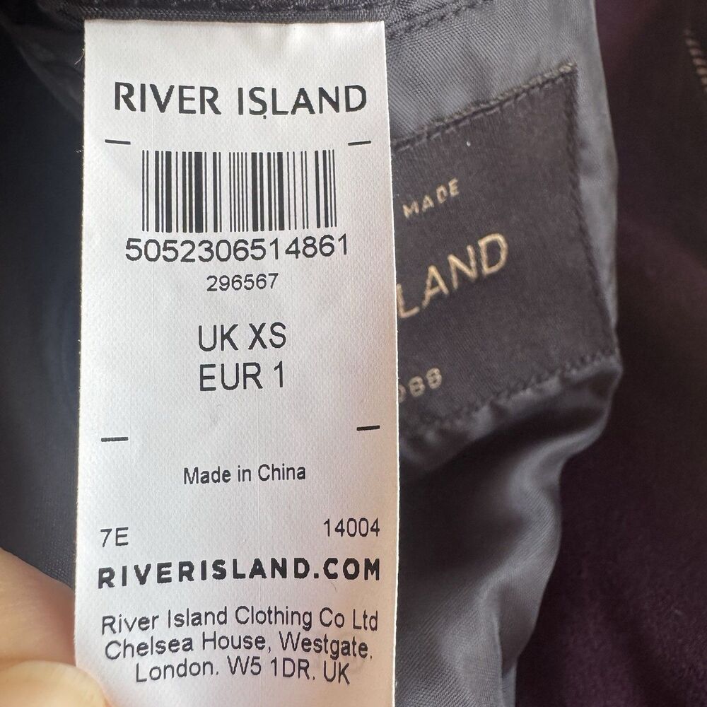River Island Men Jacket Dark Red Purple Burgundy Bomber Versify Size XS - Picture 8 of 12
